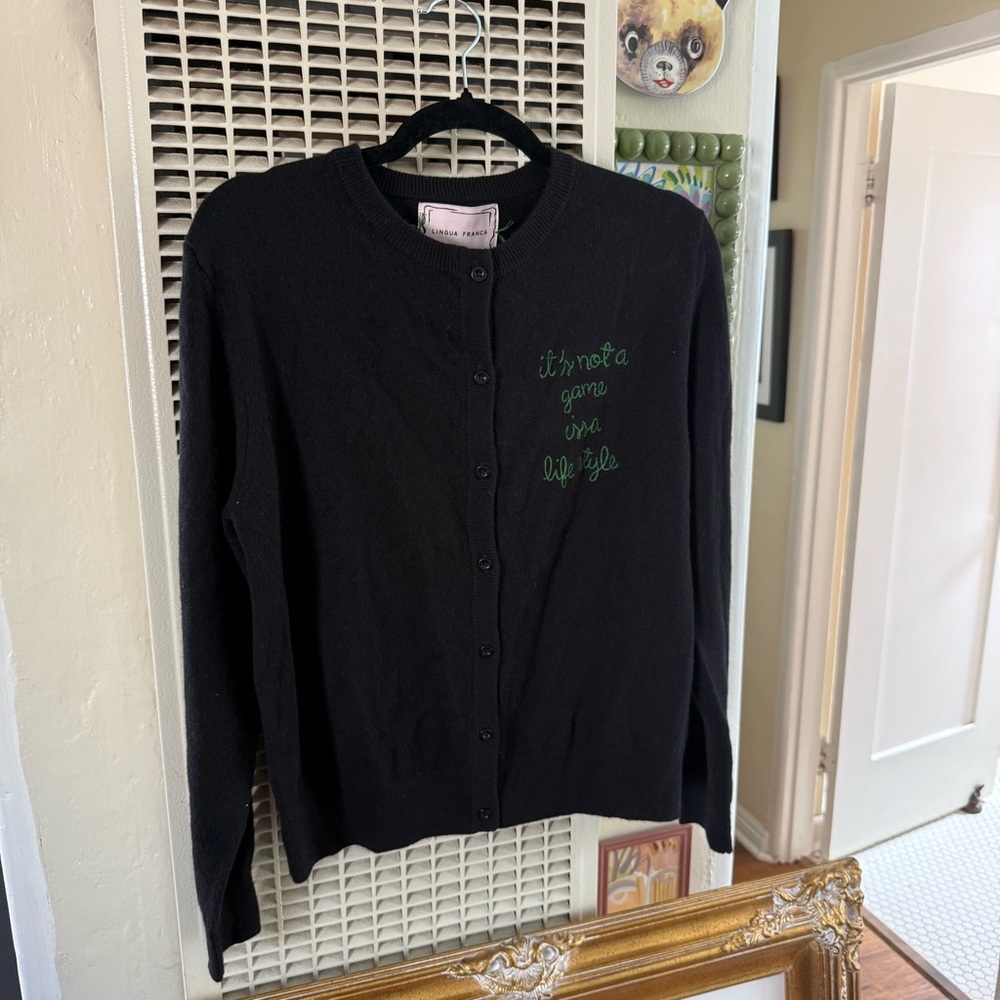 NEW Lingua Franca embroidered cashmere cardigan - Picture 3 of 8